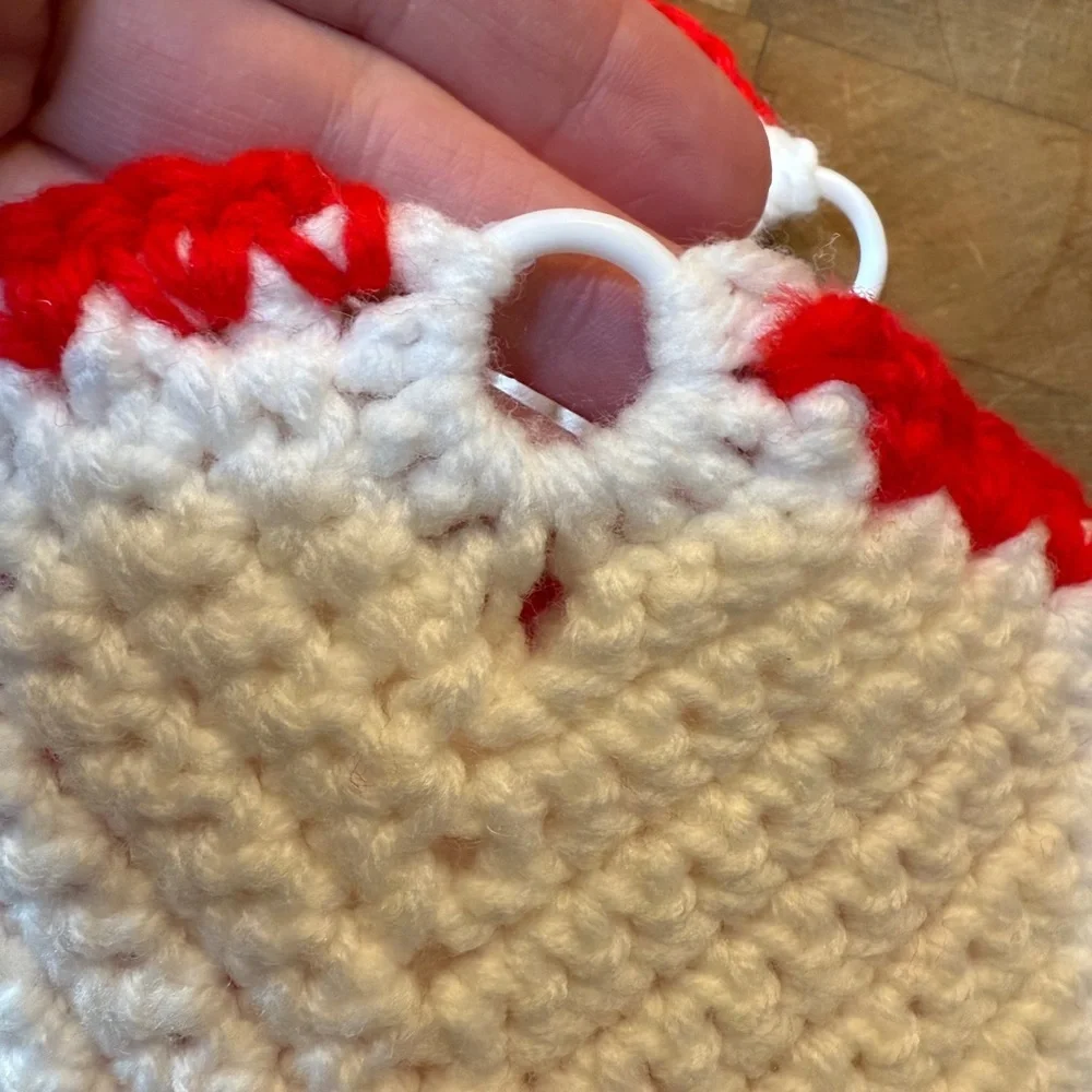 Handmade Red & White Crochet Pot Holders - Set of 3
